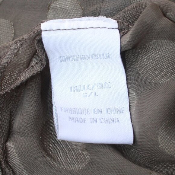 Sheer Olive Green Button Up Blouse Women's Size Large BUBBLE TEA BLISS - Picture 3 of 5